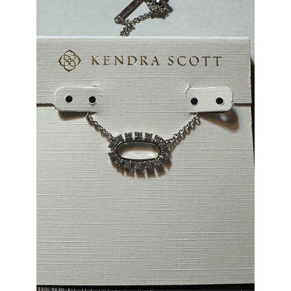 Kendra Scott NEW necklace - Elisa Open Frame Crystal Silver - Picture 2 of 6